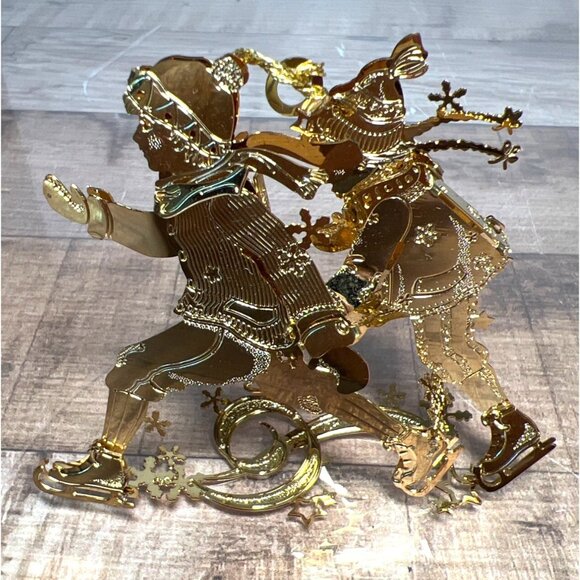 Baldwin 24K Gold Plated Ice Skaters Collectible Sculpture Art Figurine - Picture 2 of 4